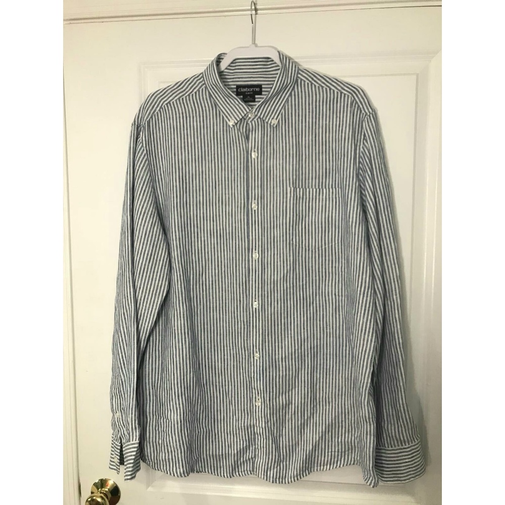 Claiborne Men's XL SlimFit Linen Button Down Shirt